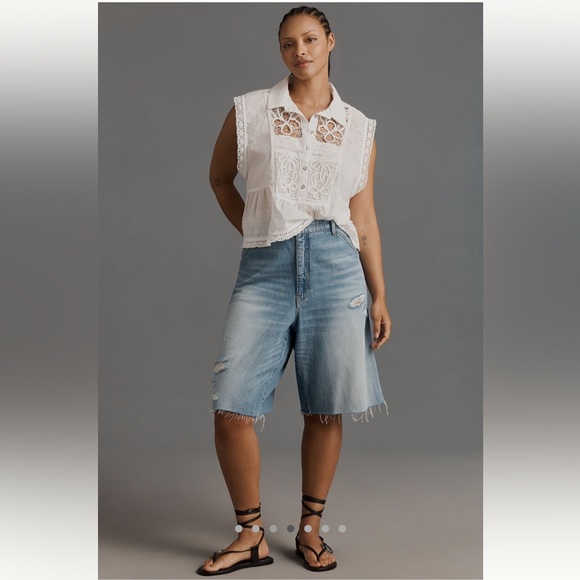 Anthropologie Pilcro Elastic-Back Denim Bermuda Shorts - Picture 4 of 8